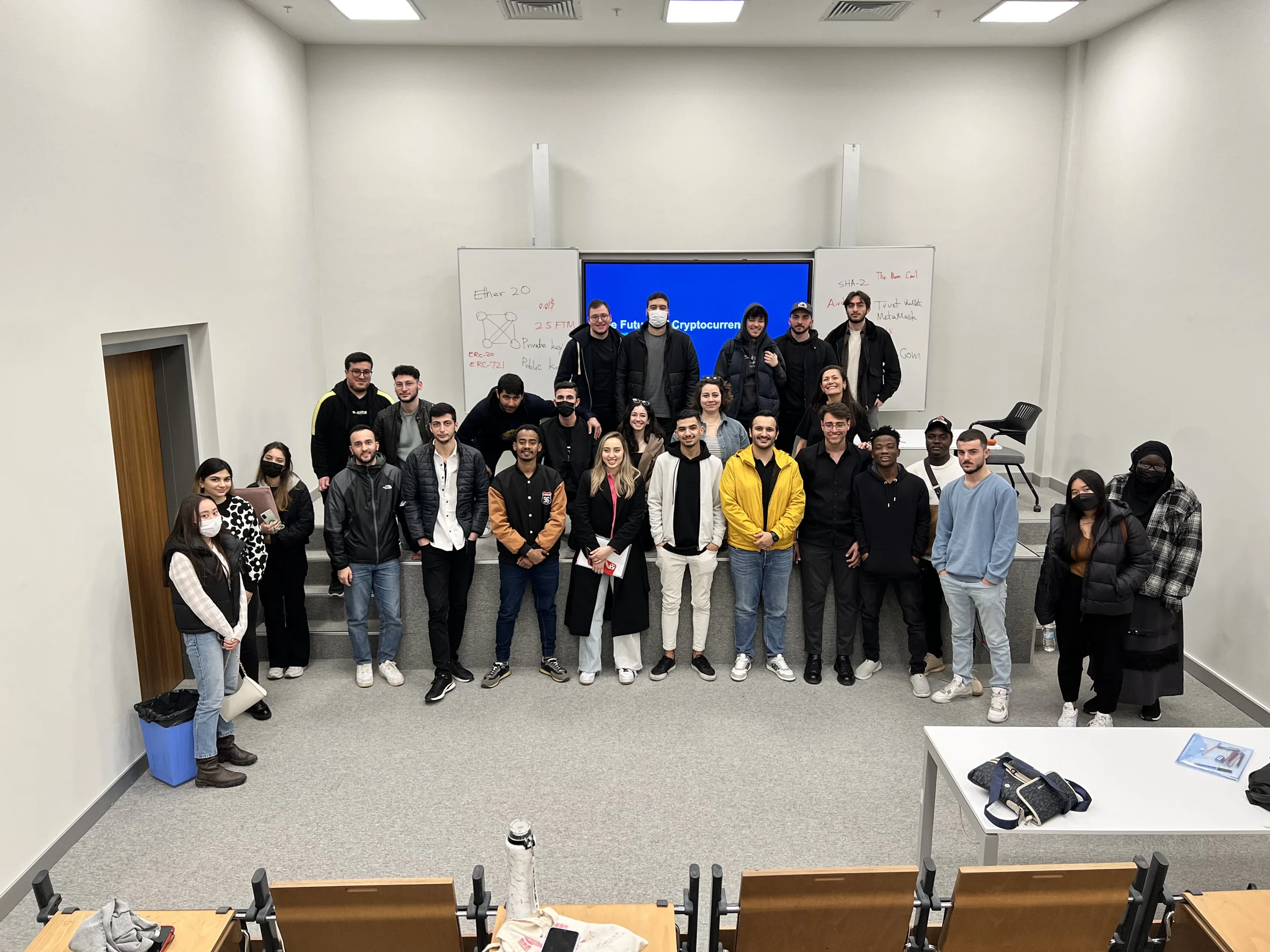 With students following a cryptocurrency class at a Turkish university, as a Binance community organizer